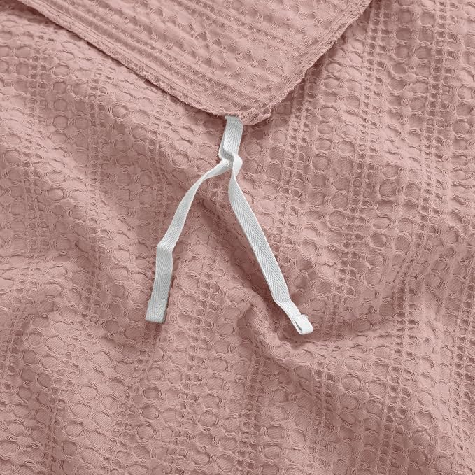 Dreamology Waffle Weave Duvet Cover, Full Duvet Covers,100% Cotton Waffle | Duvet Cover with Zipper Closure, Bedding Set, Soft Luxury Textured & Breathable Duvet Cover Set, 3Pcs (Dusty Pink, Full)