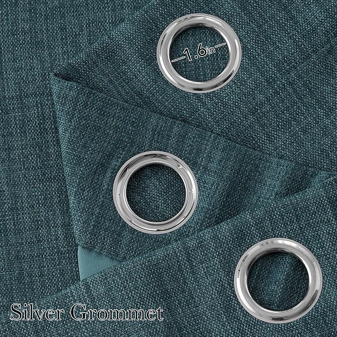 NICETOWN Short Greyish Blue Blackout Curtains 63 inches Long for Kitchen - Privacy Panels for Living Room Bedroom, Modern Farmhouse Style Easy Care Grommet Top, 2 Panels, W42 by L63
