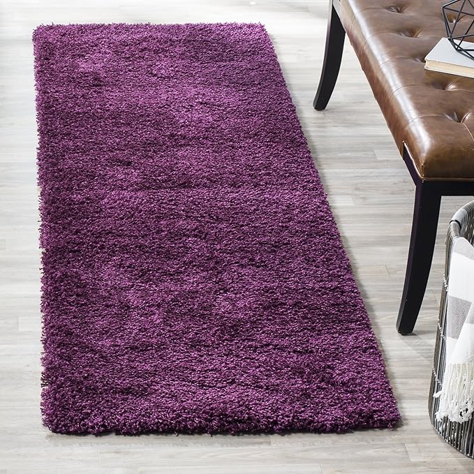 SAFAVIEH California Shag Collection Runner Rug - 2'3" x 21', Purple, Non-Shedding & Easy to Clean, Ultra Plush Thick Pile, Ideal for Hallway, Foyer, Entryway, Bedroom (SG151-7373)
