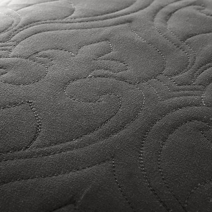Merit Linens Classic Quilt Coverlet Soft Set in Damask Stitching - Full/Queen Gray
