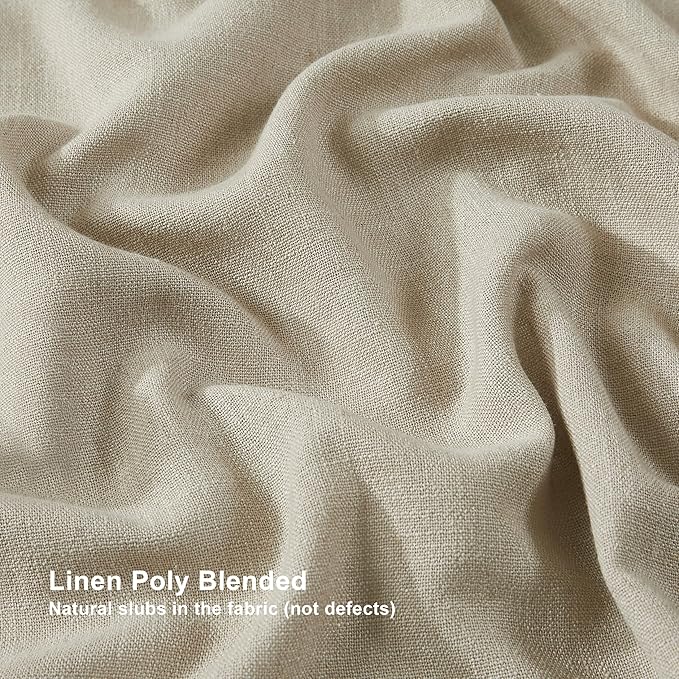 Vision Home Sand Pinch Pleated Full Blackout Curtains Linen Blended Room Darkening Window Curtains 95 inch for Living Room Bedroom Thermal Insulated Pinch Pleat Drapes with Hooks 2 Panel 40" Wx95 L