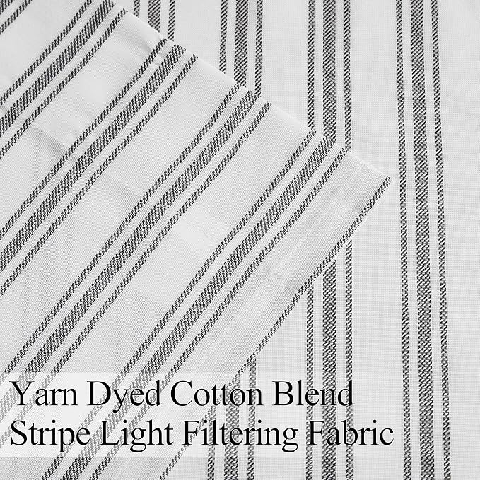ZJDECOR Cotton Blended Beige Striped Kitchen Tier Curtains,27" Wx24 Lx2 | Kitchen Curtains,Semi Sheer,78%Polyester、22%Cotton,Cottage Farmhouse Rusitc,Kitchen Bathroom RV Window Treatment