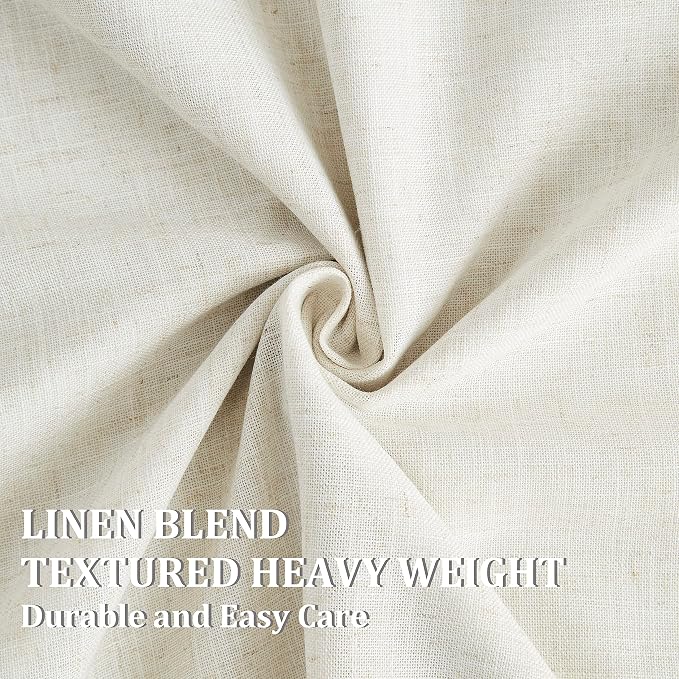Vision Home Natural Pinch Pleated Full Blackout Curtains Linen Blended Room Darkening Window Curtains 108 inch for Living Room Bedroom Thermal Insulated Pinch Pleat Drapes with Hooks 60" Wx108 Lx1