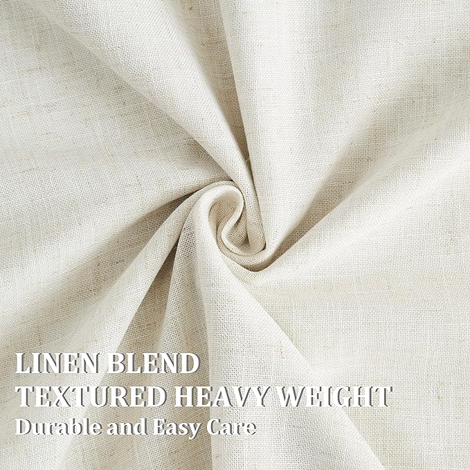 Vision Home Natural Pinch Pleated Full Blackout Curtains Linen Blended Room Darkening Window Curtains 102 inch for Living Room Bedroom Thermal Insulated Pinch Pleat Drapes with Hooks 60" Wx102 Lx1