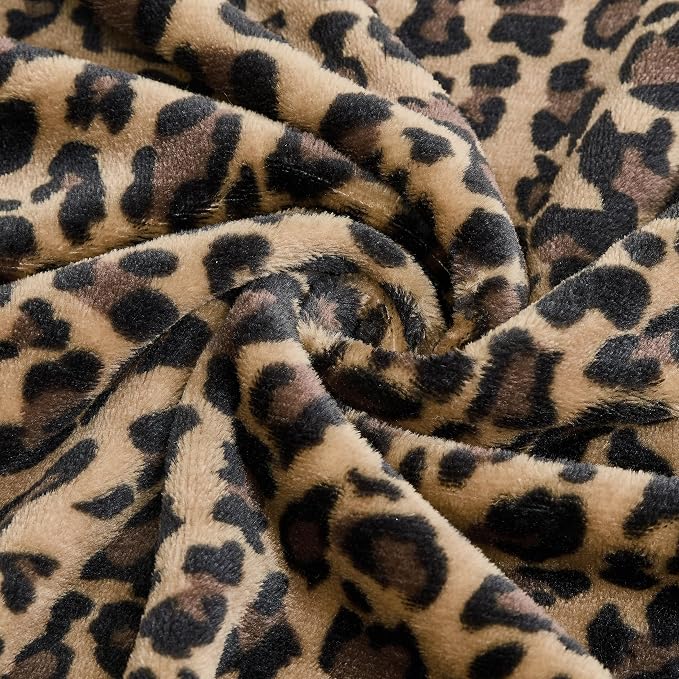 Edenleaf Leopard Print Blanket Fleece Throw for Bed Sofa Travel and Camping, Super Soft Cozy Fluffy Plush Cheetah Print Blanket for All Seasons 90"x108" (Mocha Brown)