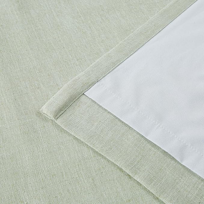 Vision Home Soft Green Pinch Pleated Full Blackout Curtains Linen Blended Room Darkening Curtain Panels 90 inch for Living Room Bedroom Thermal Insulated Pinch Pleat Drapes with Hooks 40" Wx90 Lx2