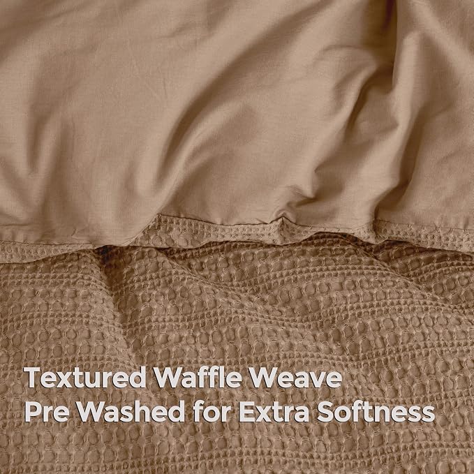 Dreamology Waffle Duvet Cover Twin Size,100% Cotton Waffle Weave,2 Pieces | Duvet Covers with Zipper Closure,Twin Duvet Cover Set, Soft Luxury Textured & Breathable Bedding Duvet Cover (Camel Brown)