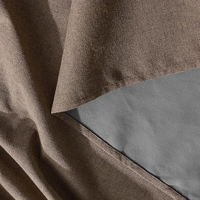 RYB HOME Brown 100% Blackout Curtains 84 Inches Long for Bedroom Nursery | Thermal Insulating Linen Drapes Privacy Energy Saving, for Living Dining Room Window Office Dormitory, W52 x L84, 2 Panels