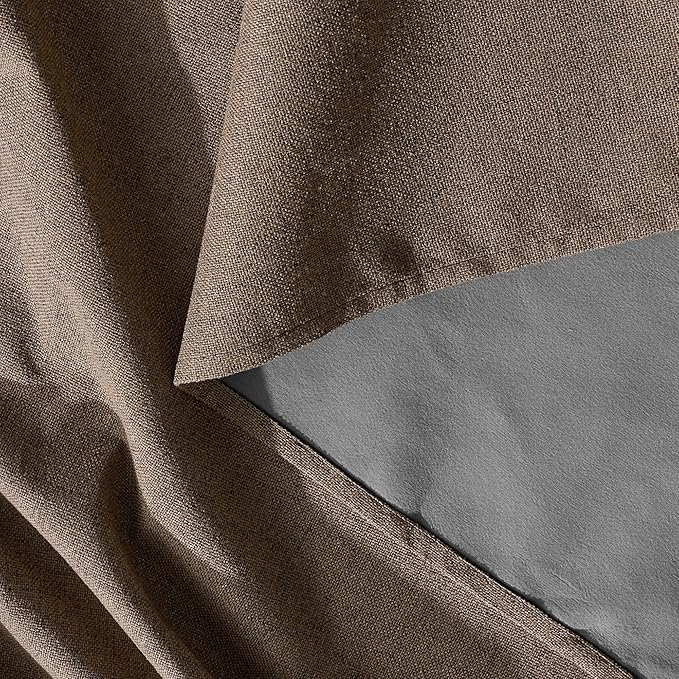 RYB HOME Brown 100% Blackout Curtains 96 Inch Long for Living Dining Room | Thermal Insulating Privacy, Energy Saving Linen, Window Theater, For Bedroom Office Nursery Room Dorm, W52 x L96, 2 Panels